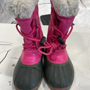 Sorel Kid's Pink Fur Mid Calf Waterproof Duck Snow Boots NY1879-693 Size 1